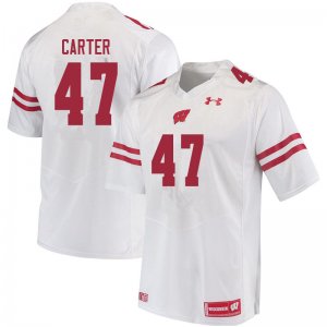 Men's Wisconsin Badgers NCAA #47 Nate Carter White Authentic Under Armour Stitched College Football Jersey AI31I81DL